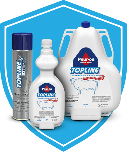 Imagem com os produtos Topline Spray e Pour-on